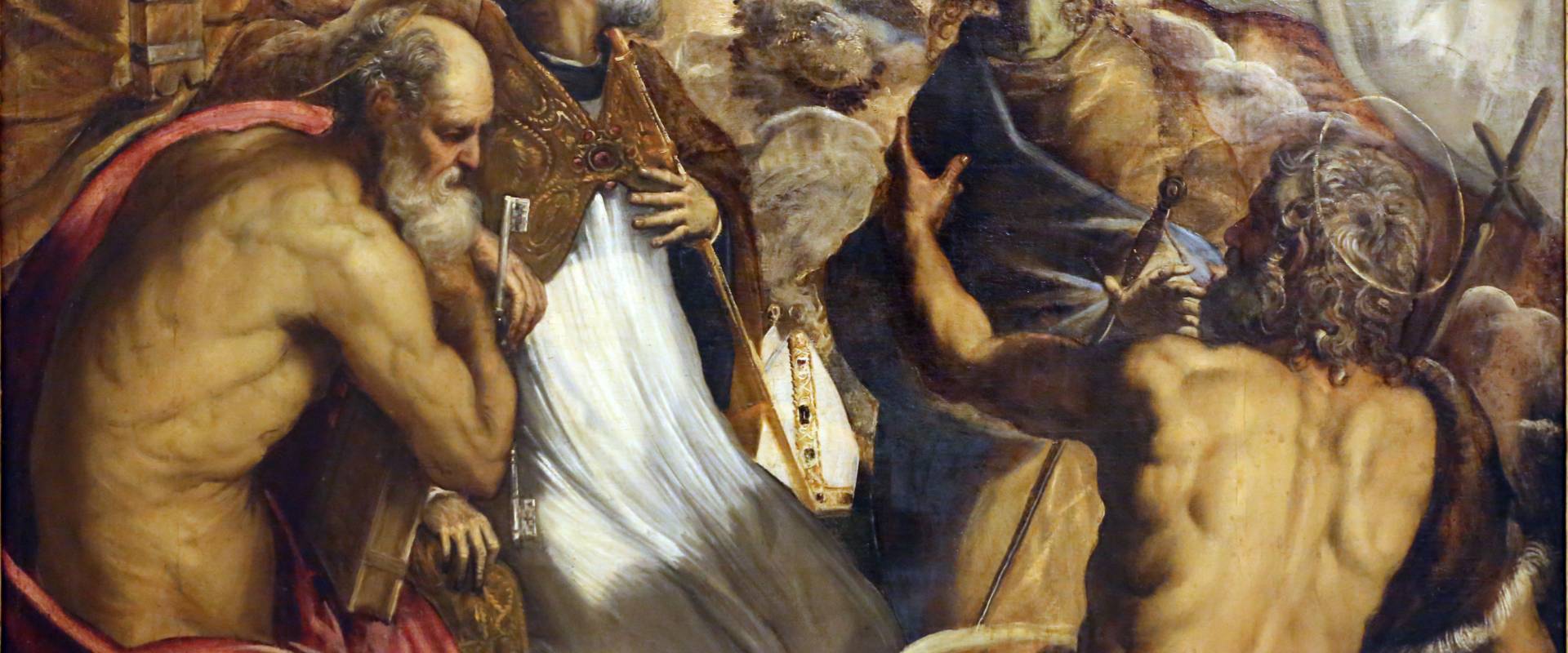 Tintoretto, madonna col bambino coi ss. caterina d'a., scolastica, pietro, agostino, battista e paolo, 1547-49 ca. 03 photo by Sailko